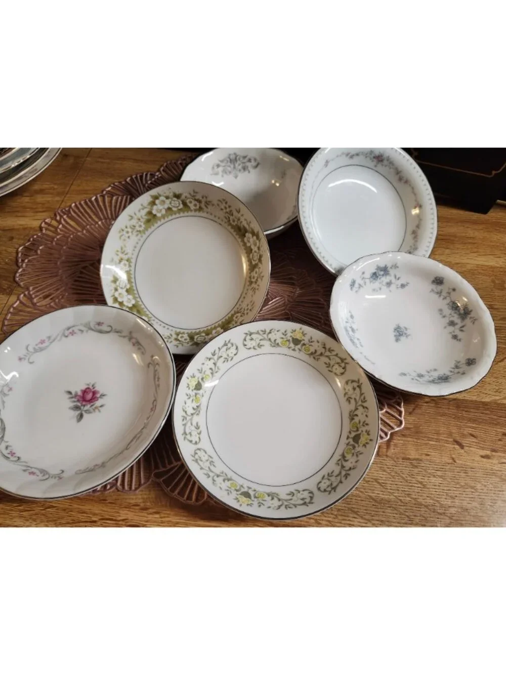 Mismatched Fine China Berry Dessert Bowls Porcelain Eclectic Set of 6